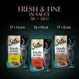 Sheba CATCARE Pouch Wet Fresh & FINE (Fleisch) Stücke in Soße für Erwachsene, 50 g, Multipack Standard
