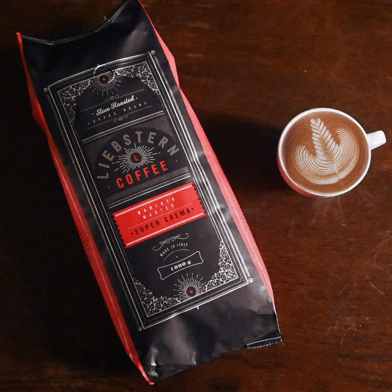 NEU | LIEBSTERN KAFFEE | Kaffeebohnen 1kg | SUPERCREME | Kaffee mit besonders niedrigem Säuregehalt | Die besten Espressobohnen für Vollautomaten | Mittlere Röstung mit viel Geschmack