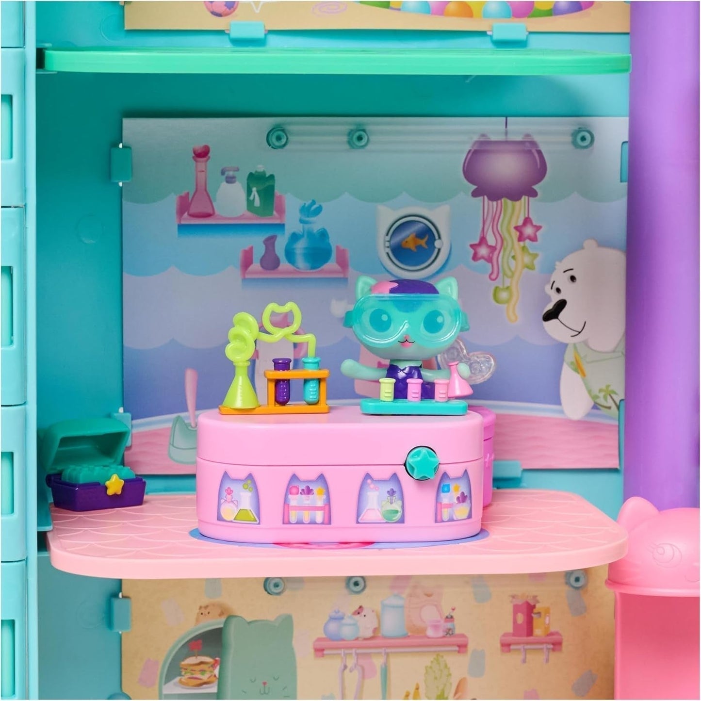 Gabby™S Puppenhaus, Bobble Kitty-Möbelpaket mit Erdmännchen-Katzenfigur mit Puppenhausmöbeln und Zubehör, ab 3 Jahren. Puppenhäuser Naty Shop