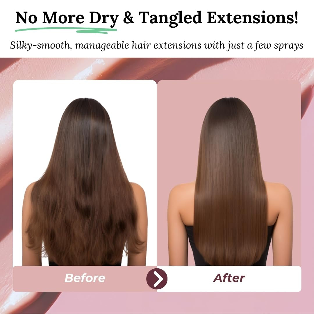 2-Phasen-Spray zur Pflege von Echthaarverlängerungen | hochkonzentriertes Keratin, Kollagen und B5 | Schutz und Glanz für Echthaar-Tape-Extensions | ideal für Echthaarverlängerungen und Echthaarzöpfe | 2er-Pack Haarentwirrungsprodukte Naty Shop