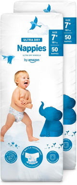 Amazon Ultra Dry Windeln, Größe 1 (2–5 kg) – Monatsbox, Weiß, 96 Stück (2 Packungen à 48 Stück) (ehemals Marke Mama Bear, identisches Produkt)