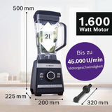 Bosch Standmixer Vitaboost MMBH6P6BDE, 6-Klingen-Edelstahlmesser, 2.5L Tritan-Mixbehälter, Stopfer, 6 Automatikprogramme, Rezeptbuch, Bpa-Frei, Einfache Reinigung, 45.000 U/Min, 1600 W, Schwarz Bucatarie Naty Shop