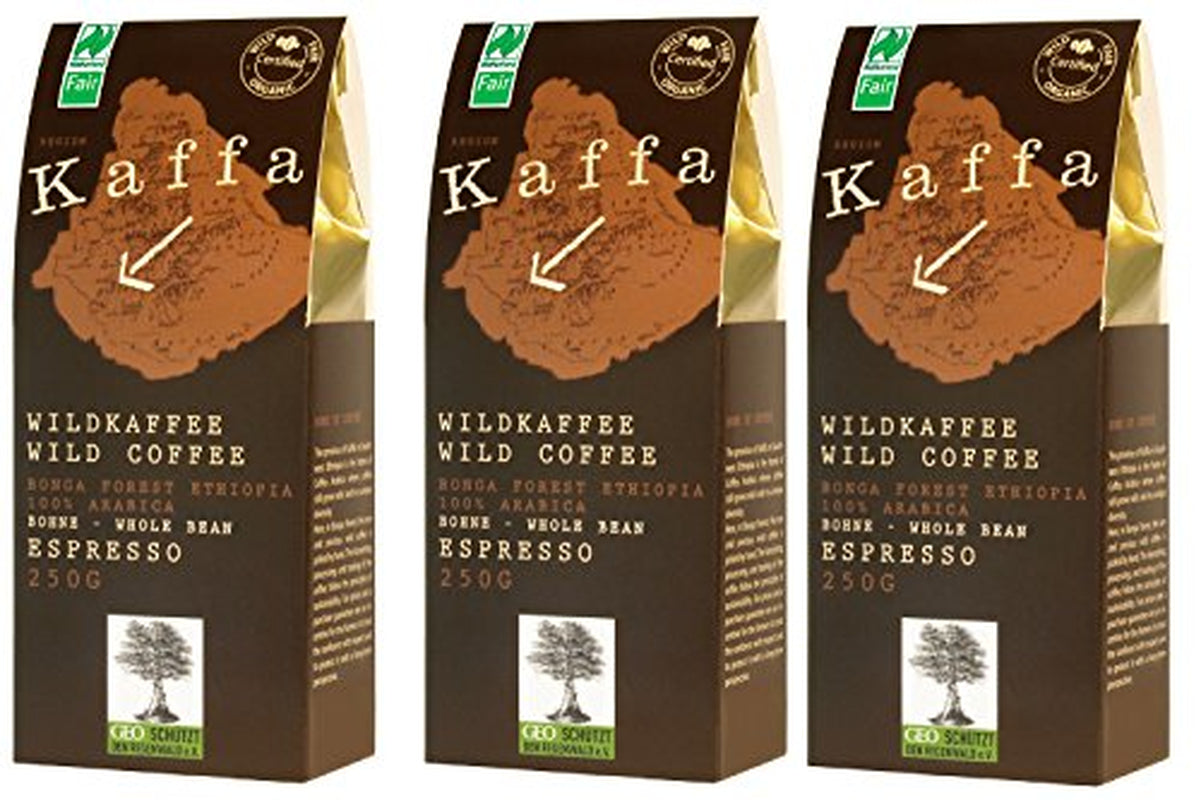 3 x Espressobohnen Kaffa Bio-Wildkaffee 250 g
