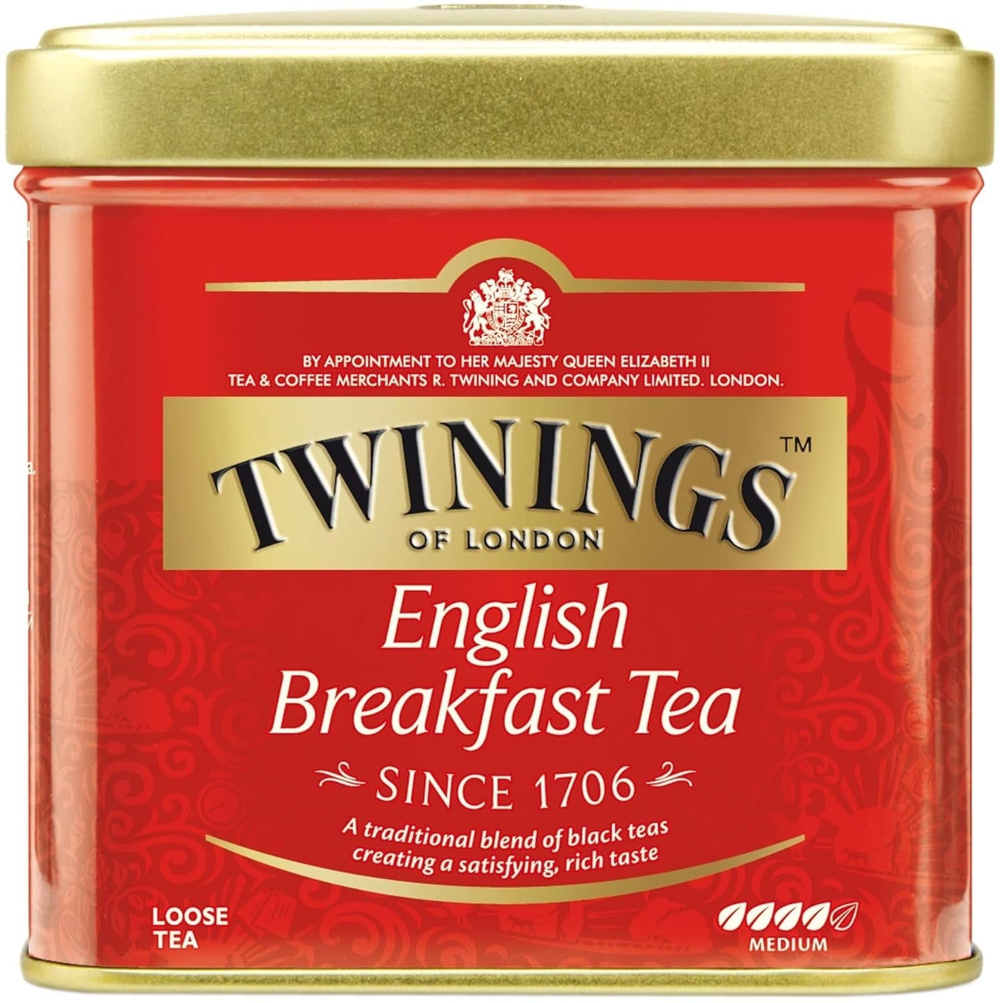 Twinings English Breakfast Tea Loser Schwarztee in Teebox Kräftiger Schwarztee aus hochwertigen Teeblättern, gepflückt von den besten Teeplantagen in Sri Lanka und Indien G, neutral, 100 Gramm