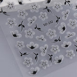 JMEOWIO 6 Blatt 3D Nagelsticker Blumen Nail Art Sticker Selbstklebend Nagelaufkleber 5D Stereoskopisch Frühling Sommer Blumen Dekoration Nageldesign Zubehör