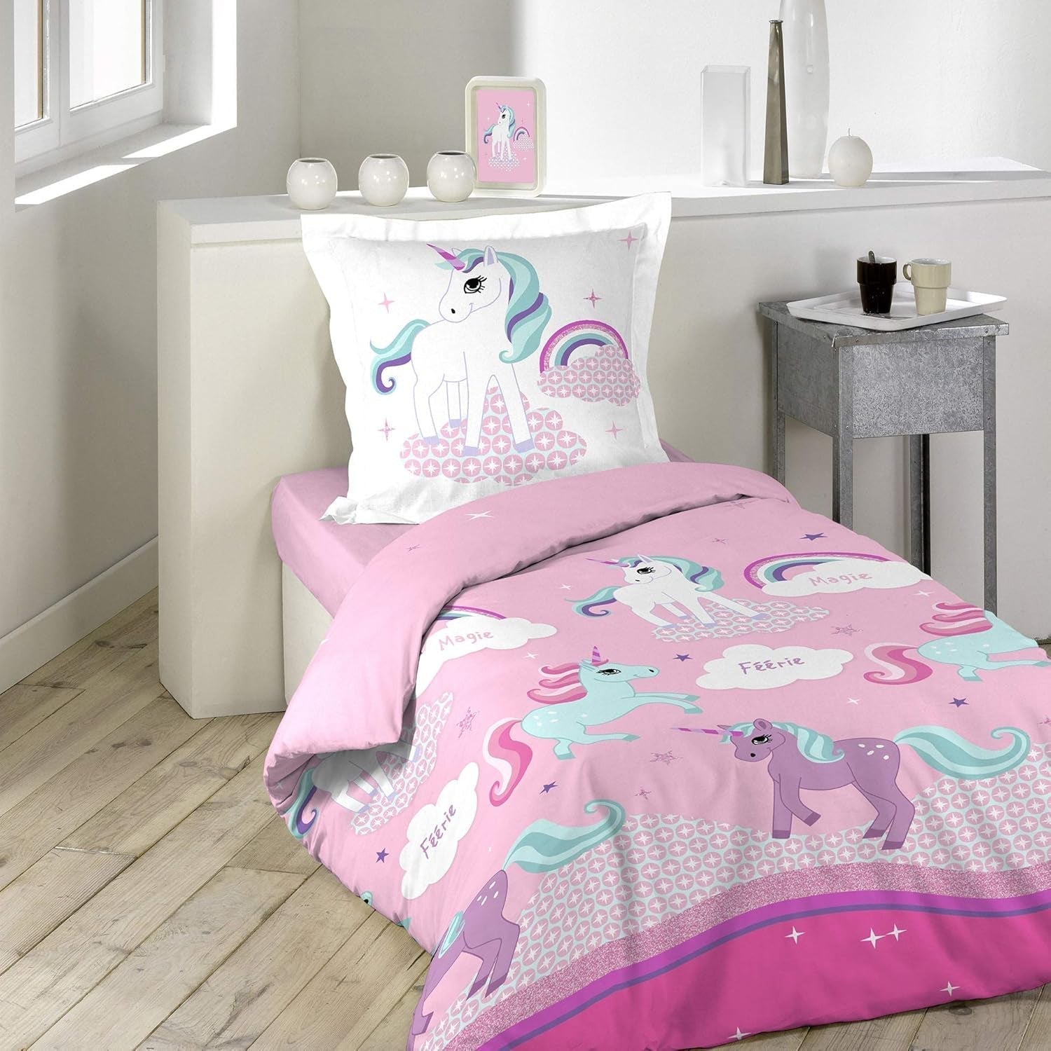 Einhorn-Bettwäsche mit Kissenbezug, Baumwollbettwäsche – Kids Naty Shop Standardtitel
