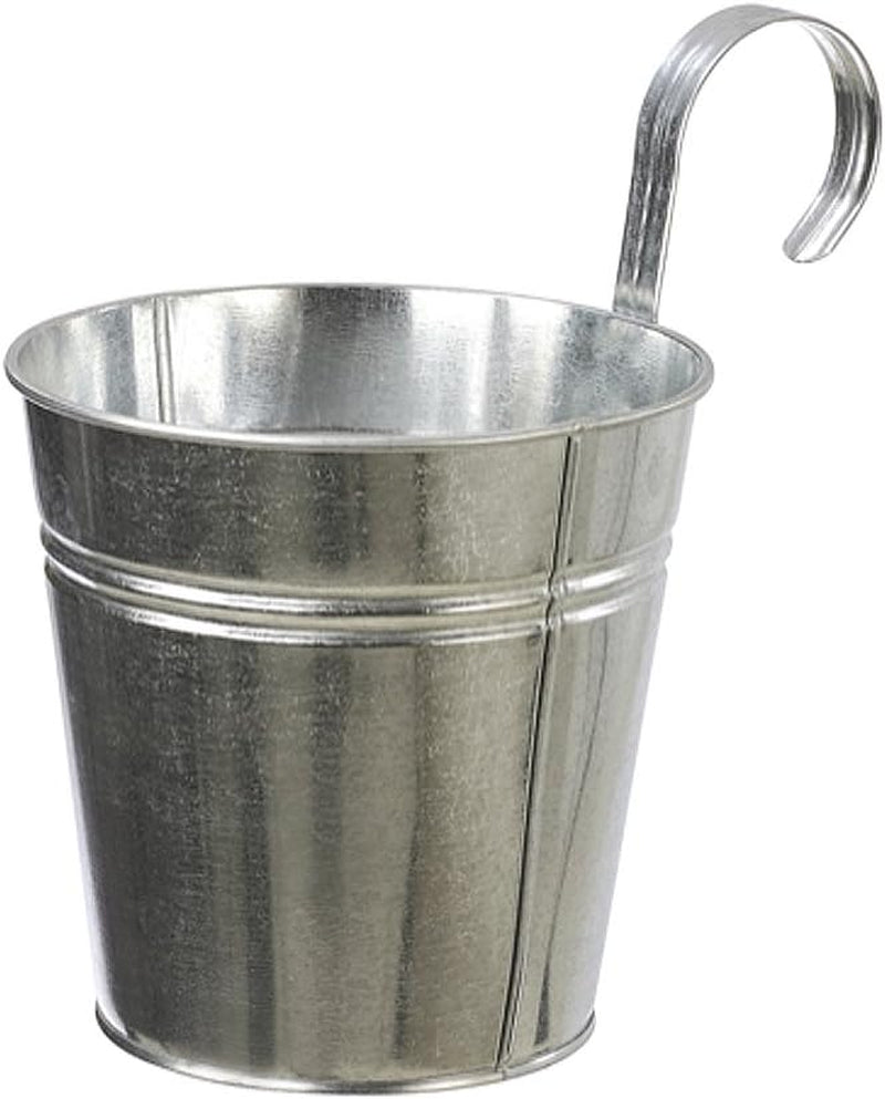 Dehner Topf mit Griffauflage, Ø 14 cm, Höhe 14 cm, Zink, Silber