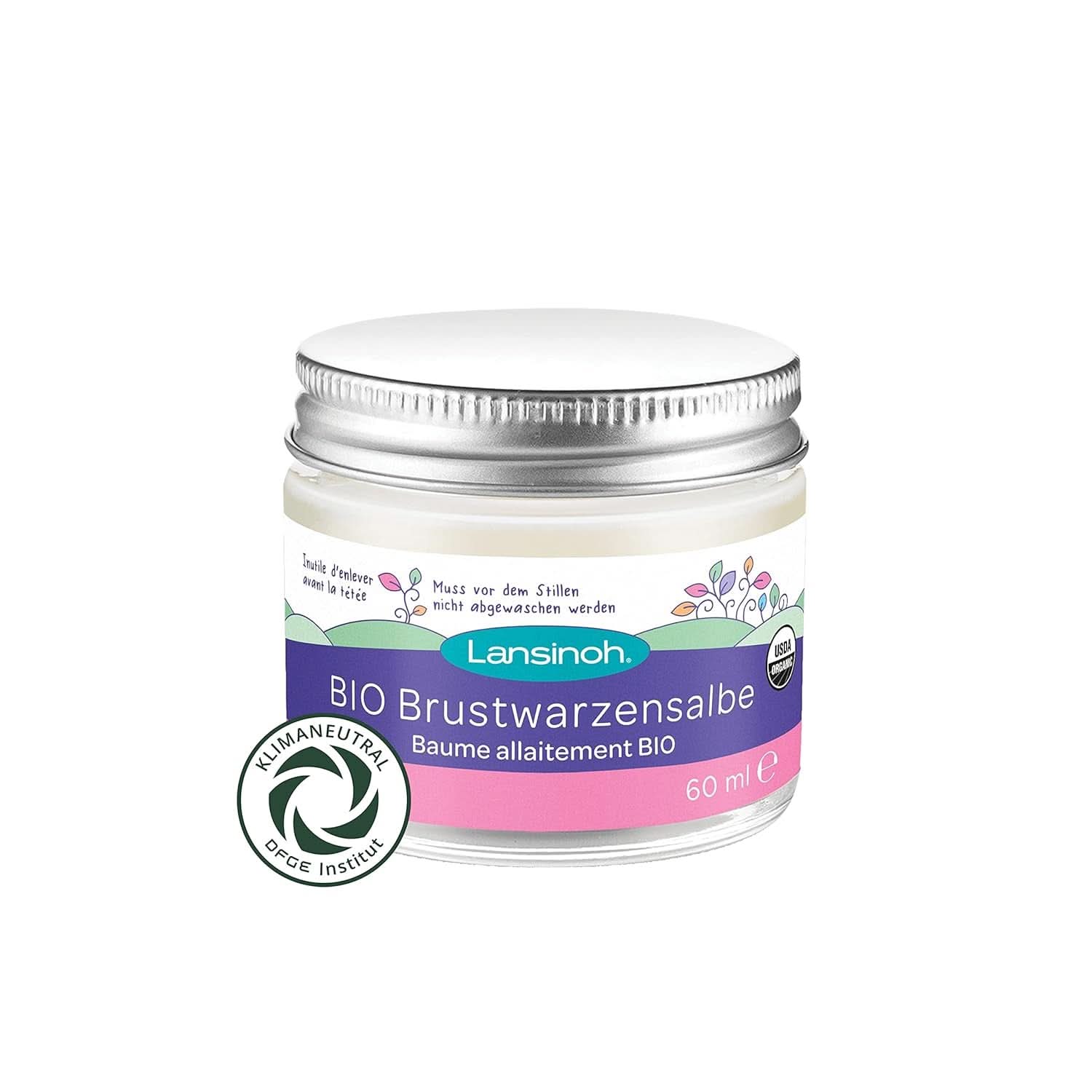 Lansinoh BIO Brustwarzensalbe, 60 ml – Natürliche Pflege Empfindlicher Brustwarzen Und Trockener Haut – Klimaneutrales Zubehör Essen und Stillen Baby Naty Shop