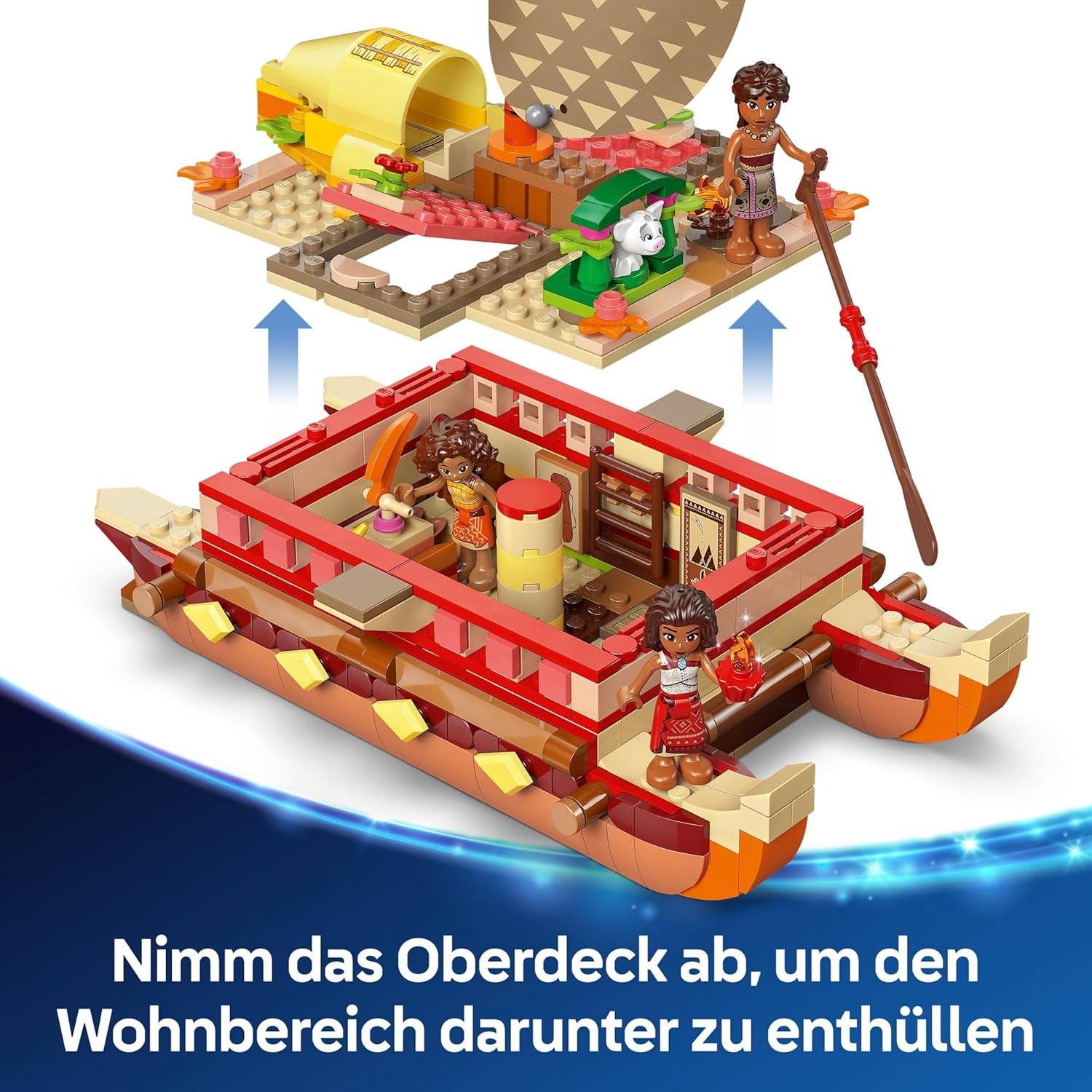 LEGO® Disney Moana 2: Vaianas Abenteuerfloß – Spielzeugboot mit Segeln, abnehmbarem Deck, Lagerfeuer und 3 Minipuppen, darunter Loto und Moni – Geschenk für Mädchen ab 6 Jahren und Fans – 43270 Bausets Beuche den LEGO-Store
