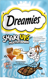 DREAMIES SHAKE UPS Multivitamin Seafood Festival Katzensnacks in Portionsbeuteln – 55 g (6 Beutel)