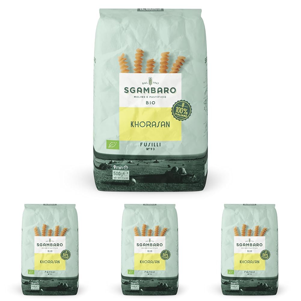Bio-Fusilli-Nudeln Nr. 93 – 500 g Khorasan-Weizen – Uralter Weizen, reich an Proteinen, 100 % in Italien angebaut – Vielseitig in der Küche und reich an Nährstoffen