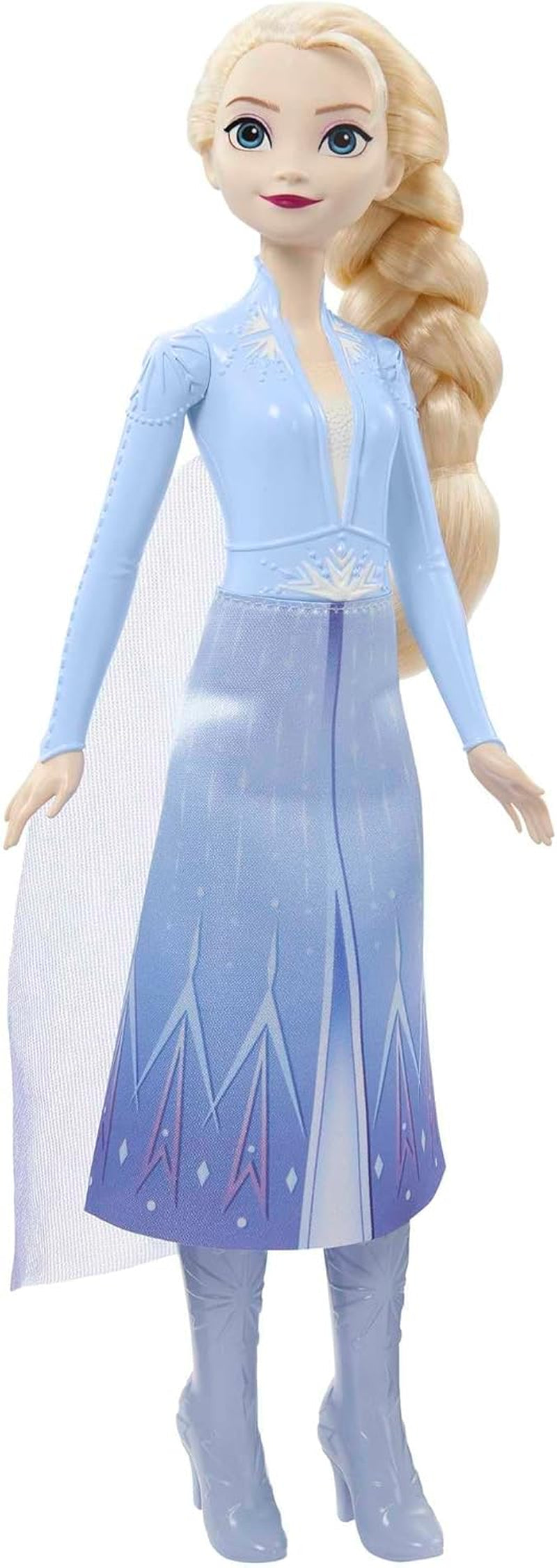 Mattel Disney Princess Elsa Puppe, Frozen Puppe im Reiseoutfit, kämmbares blondes Haar, bewegliches Gelenk, abnehmbarer Rock und Stiefel, Disney-Geschenke, Spielzeug für Kinder ab 3 Jahren, HLW48