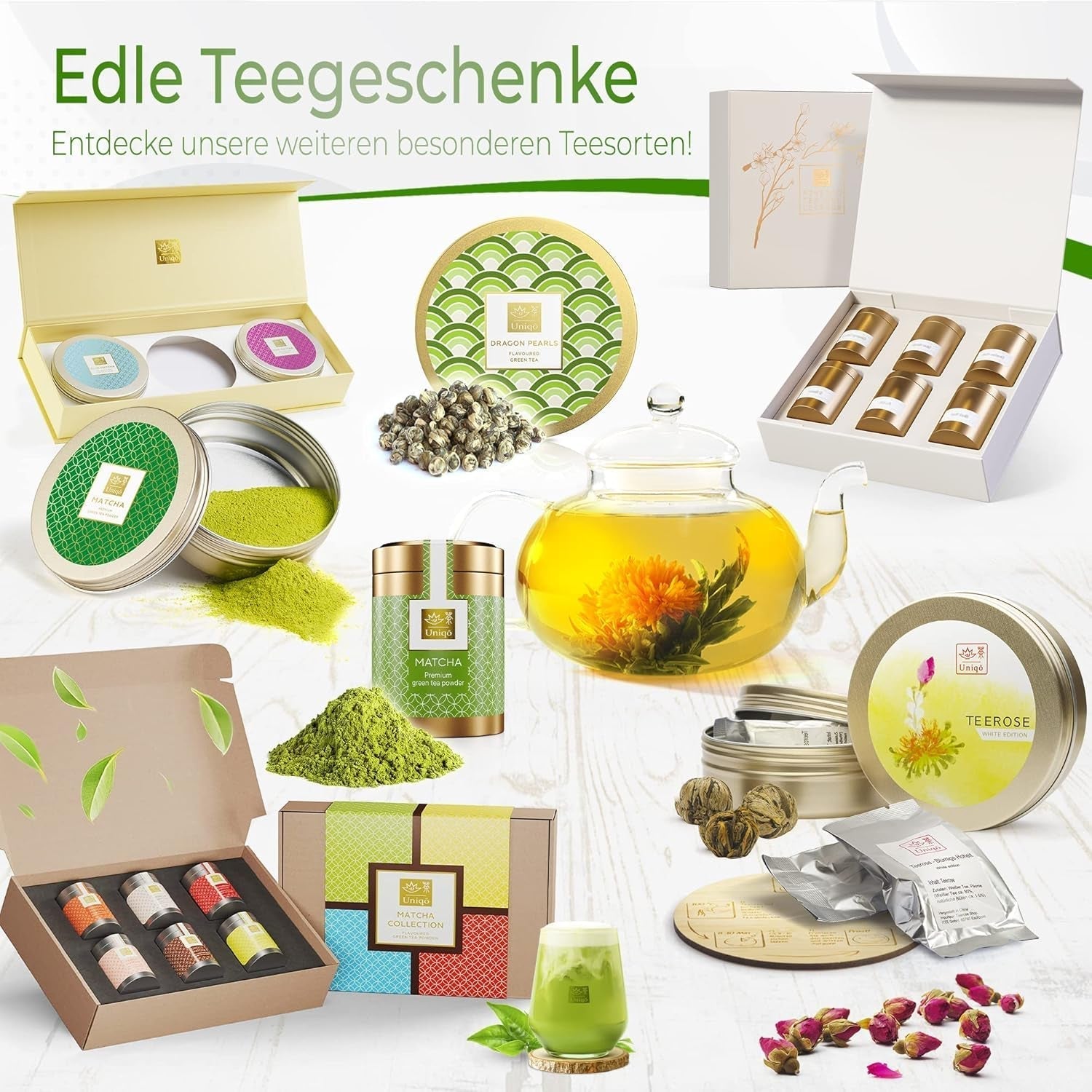 Uniqo Matcha-Teepulver 200 g in nachfüllbarer ökologischer Verpackung