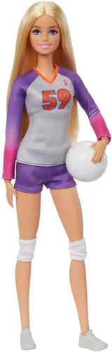 Barbie Made to Move – Volleyball-Spielerpuppe mit T-Shirt und Ball – 22 Gelenke für realistisches Spielen, inklusive Volleyball- und Sportausrüstung, HKT72