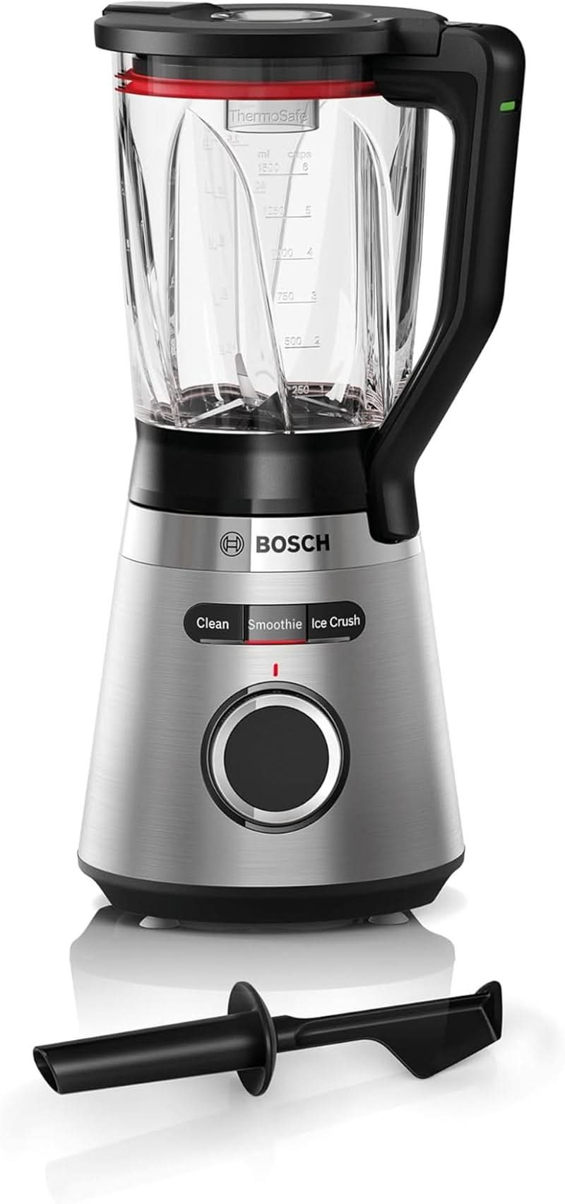 Bosch Standmixer Vitapower Serie 4 MMB6382M, Edelstahl-Klingen Made in Germany, 1.5L Thermosafe Glasbehälter, Stopfer, Sicherheitsdeckel, Spülmaschinengeeignete Teile, 30.000 U/Min, 1200 W, Edelstahl Bucatarie Naty Shop Standmixer Mit verbessertem Mixbecher