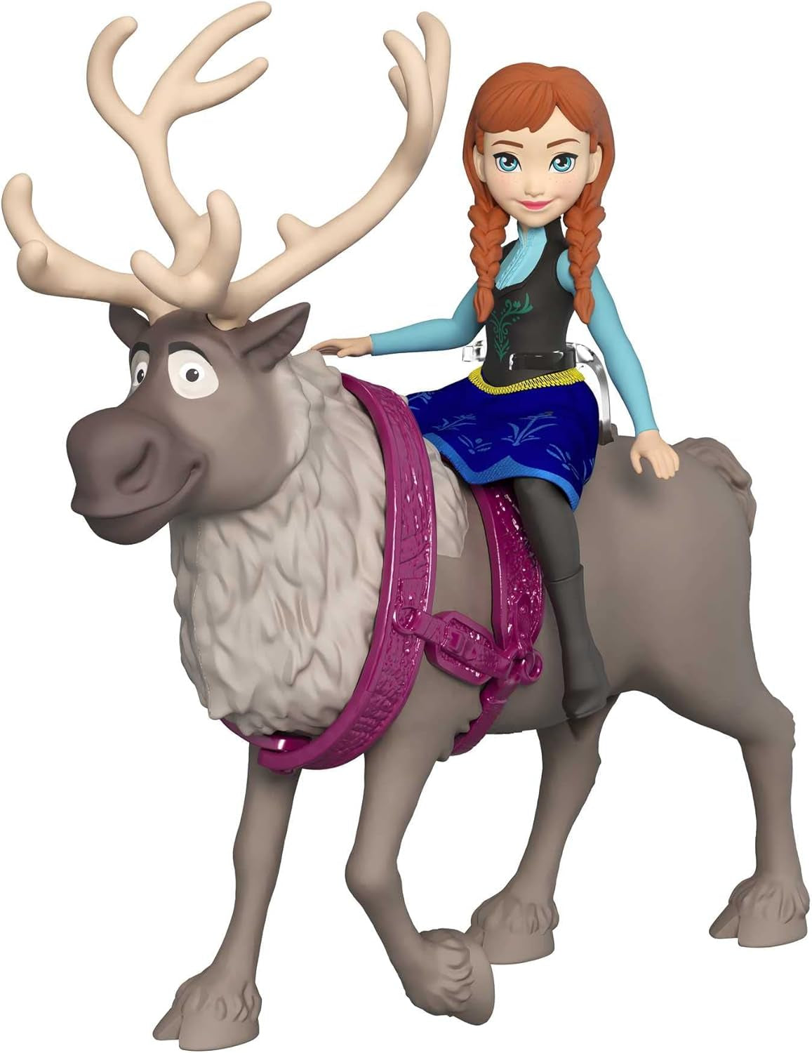 Mattel DISNEY Die Eiskönigin Anna und Sven Puppe und Tierfigur, inspiriert von den Zeichentrickfiguren, bewegliche Gliedmaßen, abnehmbarer Rock und Umhang, für Kinder ab 3 Jahren, HLX03 Naty Shop Dolls