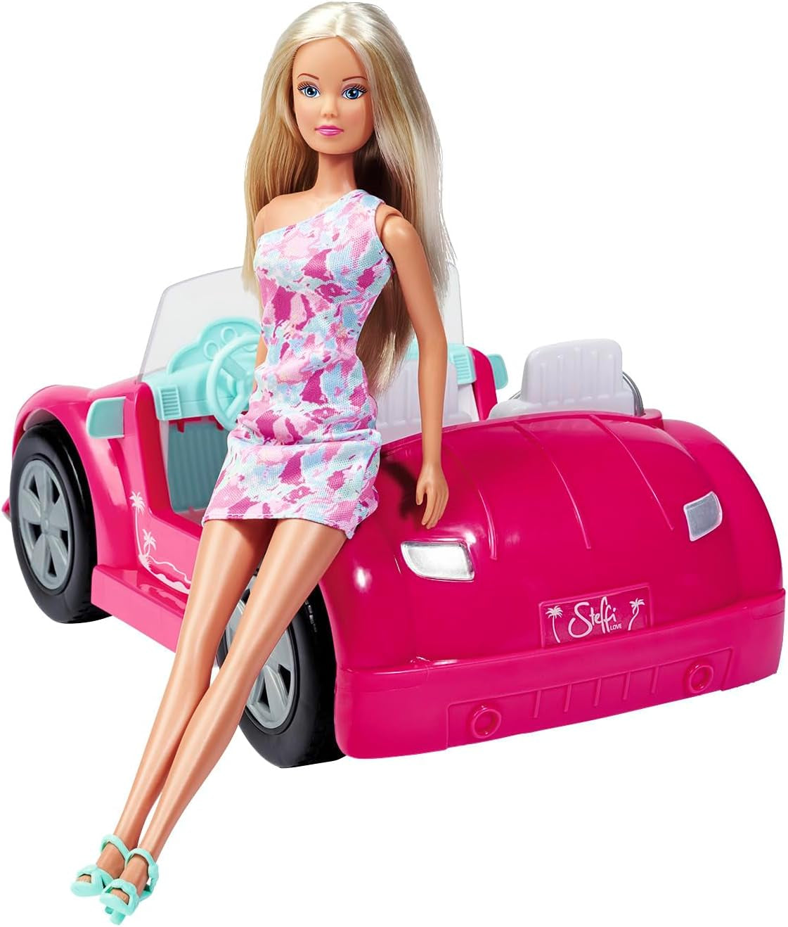 Simba Steffi Love Strandautopuppe im coolen Sommeroutfit mit Strandwagen, 29 cm, ab 3 Jahren