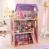 KidKraft Kayla Holzpuppenhaus mit Möbeln und Zubehör, 3-stöckiges Spielset für 30-cm-Puppe, Spielzeug für Kinder ab 3 Jahren, 65092 – Exklusiv bei Amazon