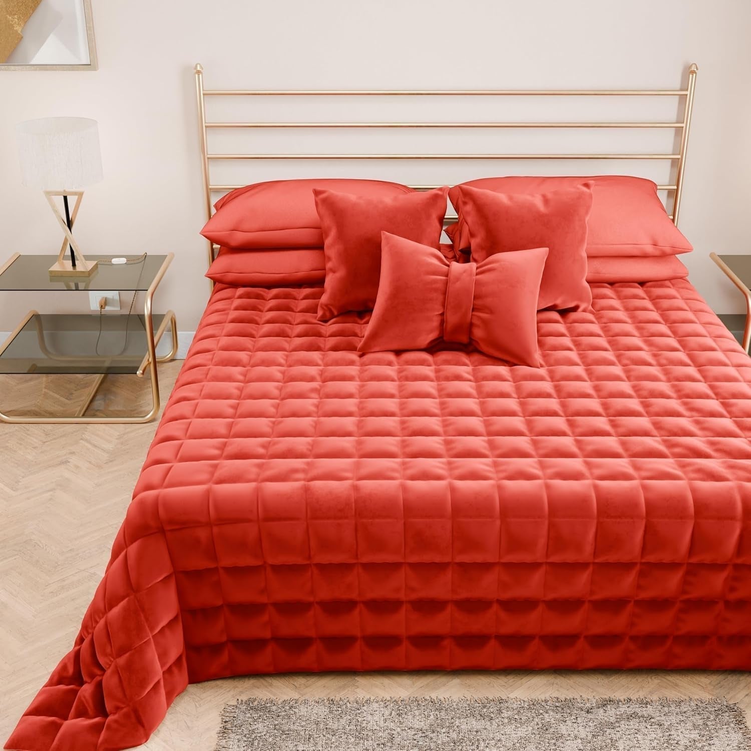 PETTI Artigiani Italiani – Einzelbettdecke, doppelseitige Steppdecke, Frühlingsdecke, Mitternachtsblau, Weiß, 100 % Made in Italy. Steppdecken und Steppdecken Naty Shop Rot 160 x 190 cm