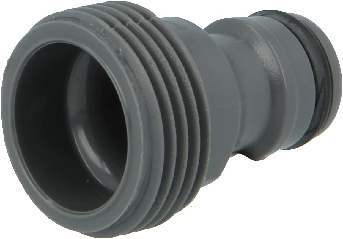 Amig - Männlicher Adapter für 3/4 Zoll Wasserhahnanschluss | Schneller und einfacher Anschluss für Wasserleitungen | Gewindeanschluss | ABS-Kunststoff und Gummi | Grau