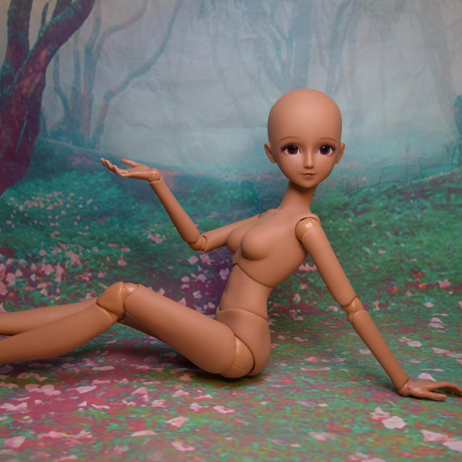 1/3 BJD-Puppe, schwarzbraune Haut, Puppenkörper, 60 cm, 24 Zoll Kugelgelenk, SD-Puppen, bewegliche Gelenke, PVC, DIY (Alexia)
