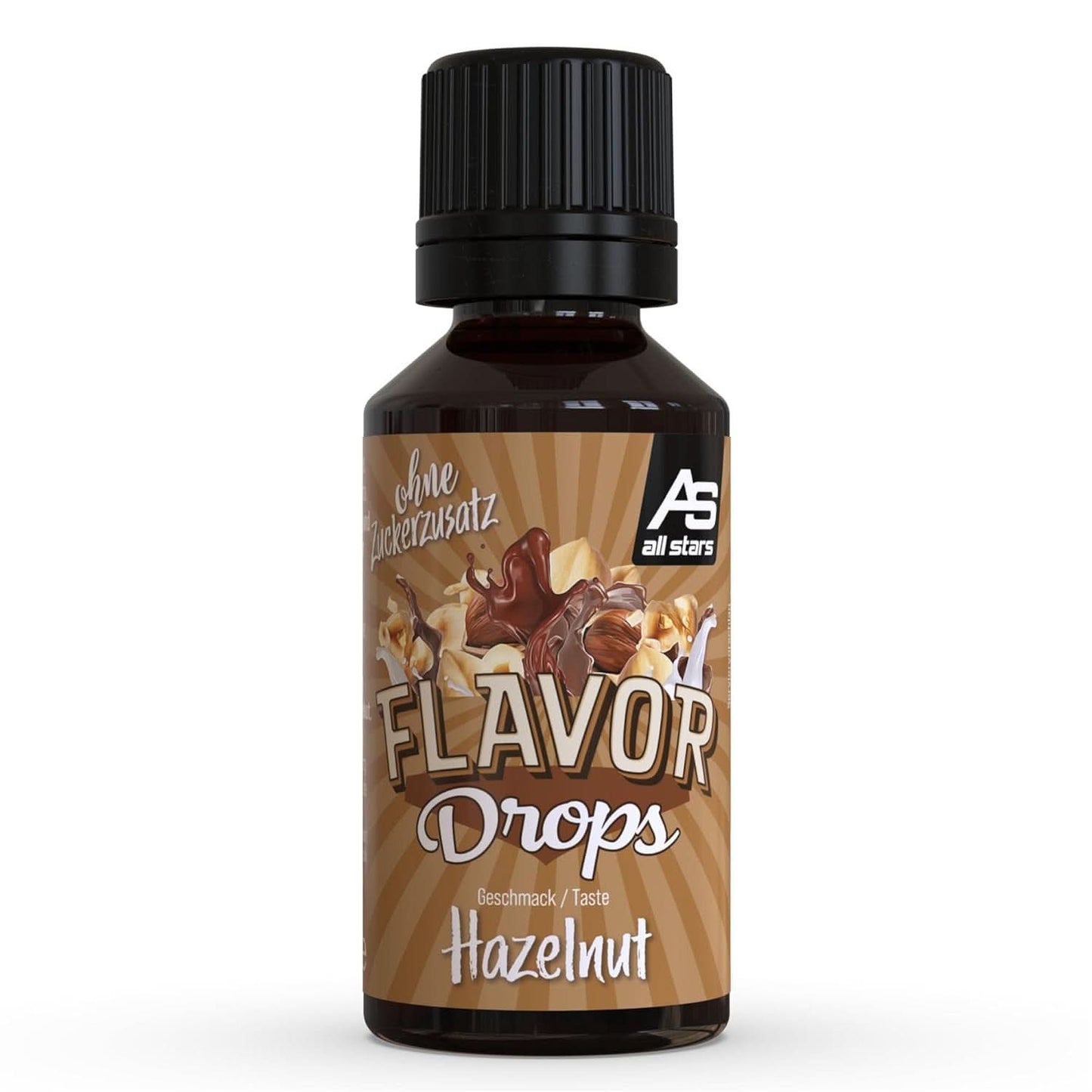 ALL STARS Flavour Drops, Aromatisierte Drops ohne Zuckerzusatz und ohne Kalorien – Süße und Geschmack für Lebensmittel, 30 ml Süßstoffe Naty Shop Haselnuss 30 ml