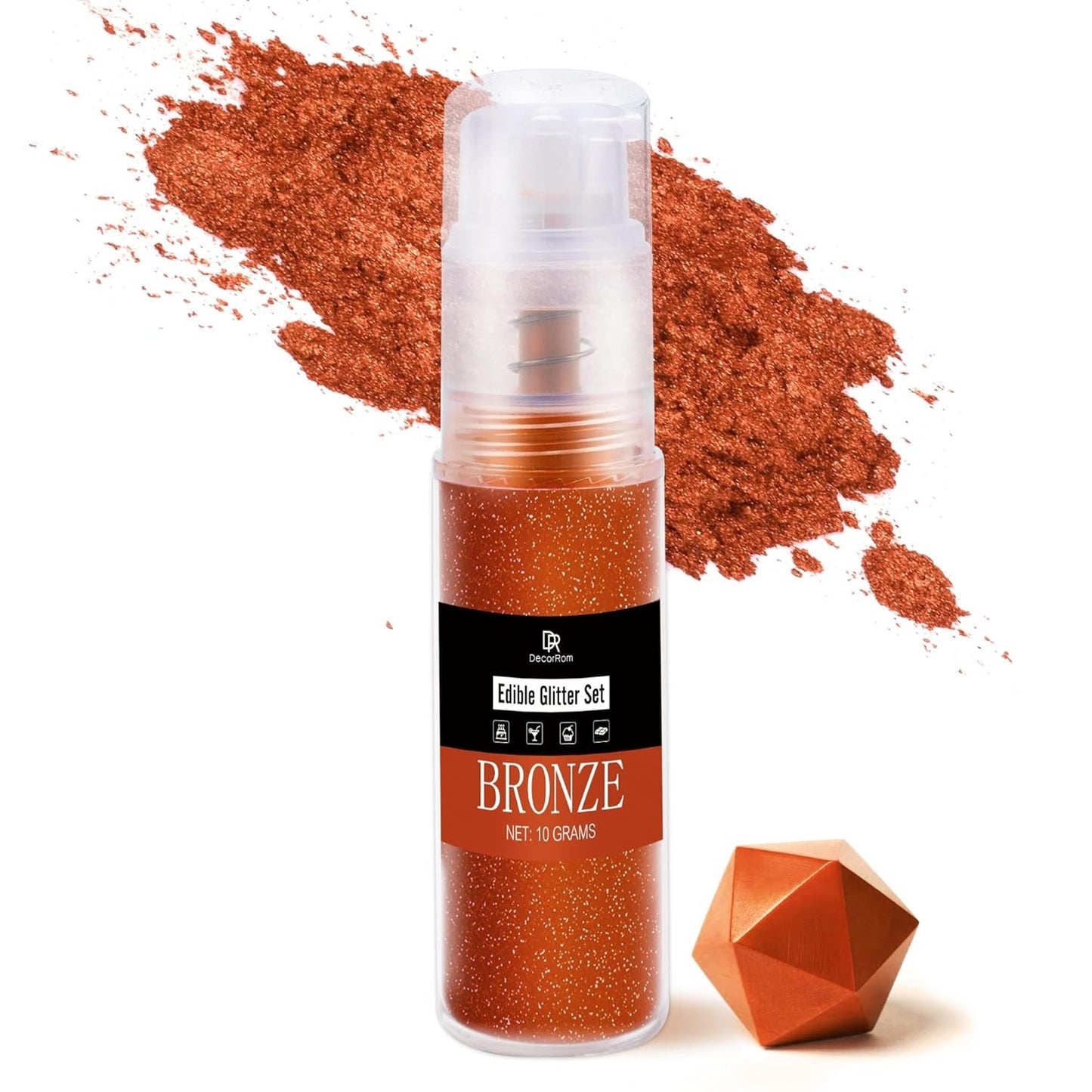 DecoRom, essbarer Glitzer, Pulver, 10 Gramm Glitter Naty Shop Bronze