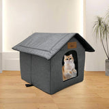 Katzenhaus Für Draußen Winterfest Wasserdicht Wetterfester Katzenhöhle Haustierhaus mit Plüschkissen Warme Hundehöhle Waschbar Hundehaus Tierheim Für Streuner Haustiere 35x30x35cm