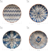 MÄSER 934017 Iberico Blue Tafelservice für 4 Personen, 12-teilig, maurischer Stil, verschiedene Vintage-Designs in Weiß und Blau, Keramik