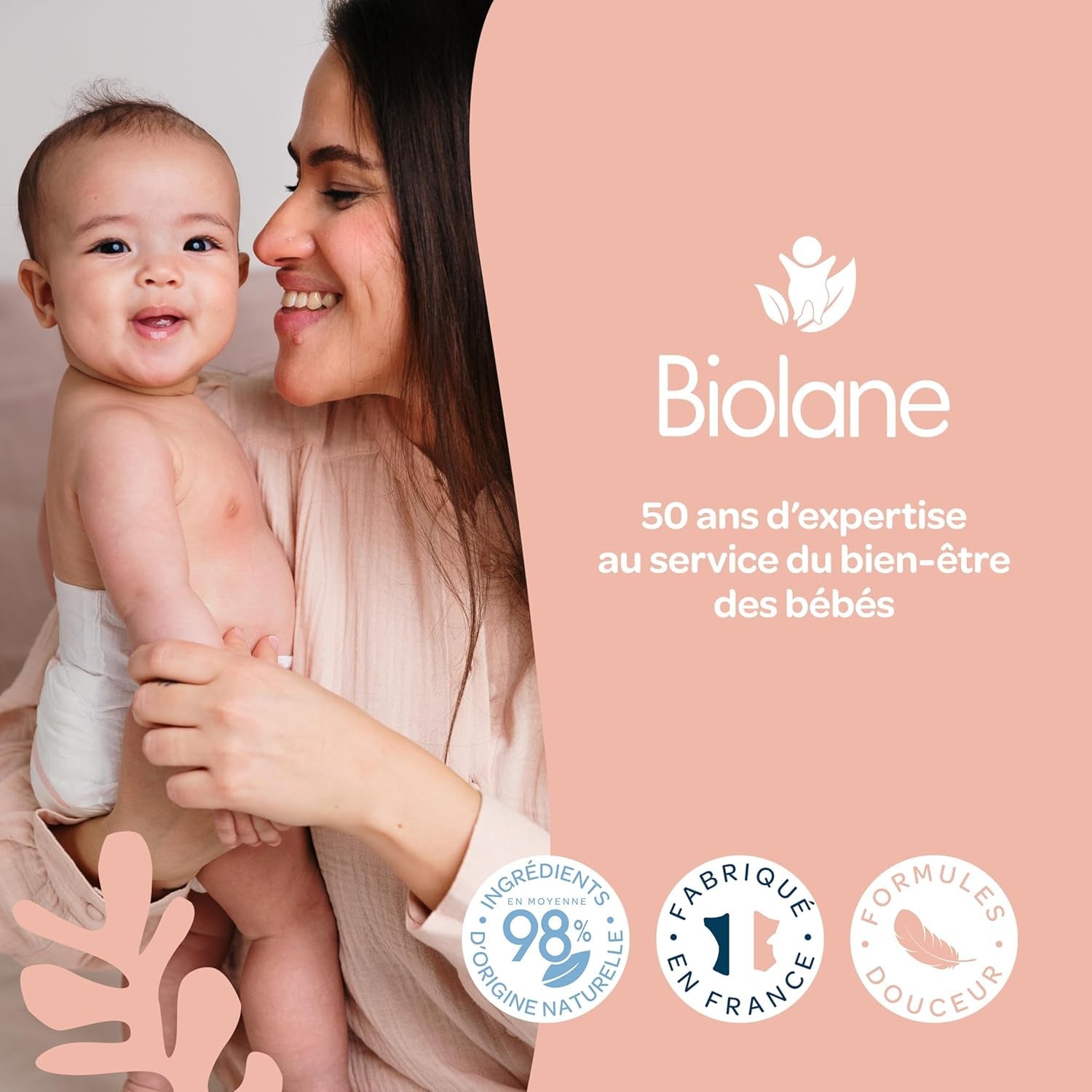 BIOLANE 12 feuchte Maxi-Squares-Einlagen – Babys – 100 % Bio – 720 Baumwolle – für empfindliche Haut – Wickel- und Toilettenartikel – ab der Geburt – hergestellt in Frankreich
