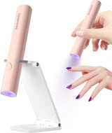 Denabuty UV-Lampe für Gel-Nagellack, Mini-U-V-LED-Lampe für Nagelersatz mit Ständer, tragbare kleine UV-Nagellampe für Gel-Nagellack, zum Aushärten von Nagelkleber und Nagelspitzen weiß