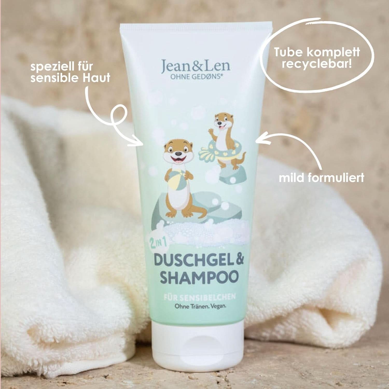 Jean & Len 2 in1, Duschgel und Shampoo für empfindliche Kinder, 200 ml Dusche und Bad Naty Shop