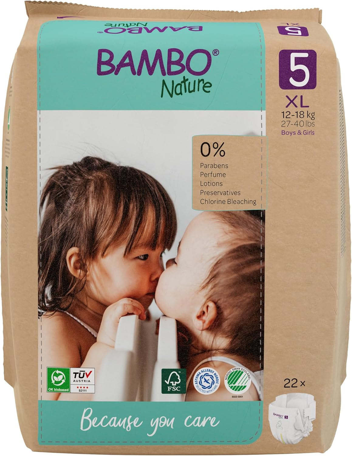 Bambo Nature Babywindeln, Größe 1 (2–4 kg), 132 Stück Monatsbox | Premium-Windeln mit verbessertem Auslaufschutz | Ultimativer Komfort und Freiheit für Neugeborene | Dermatologisch getestete Windeln