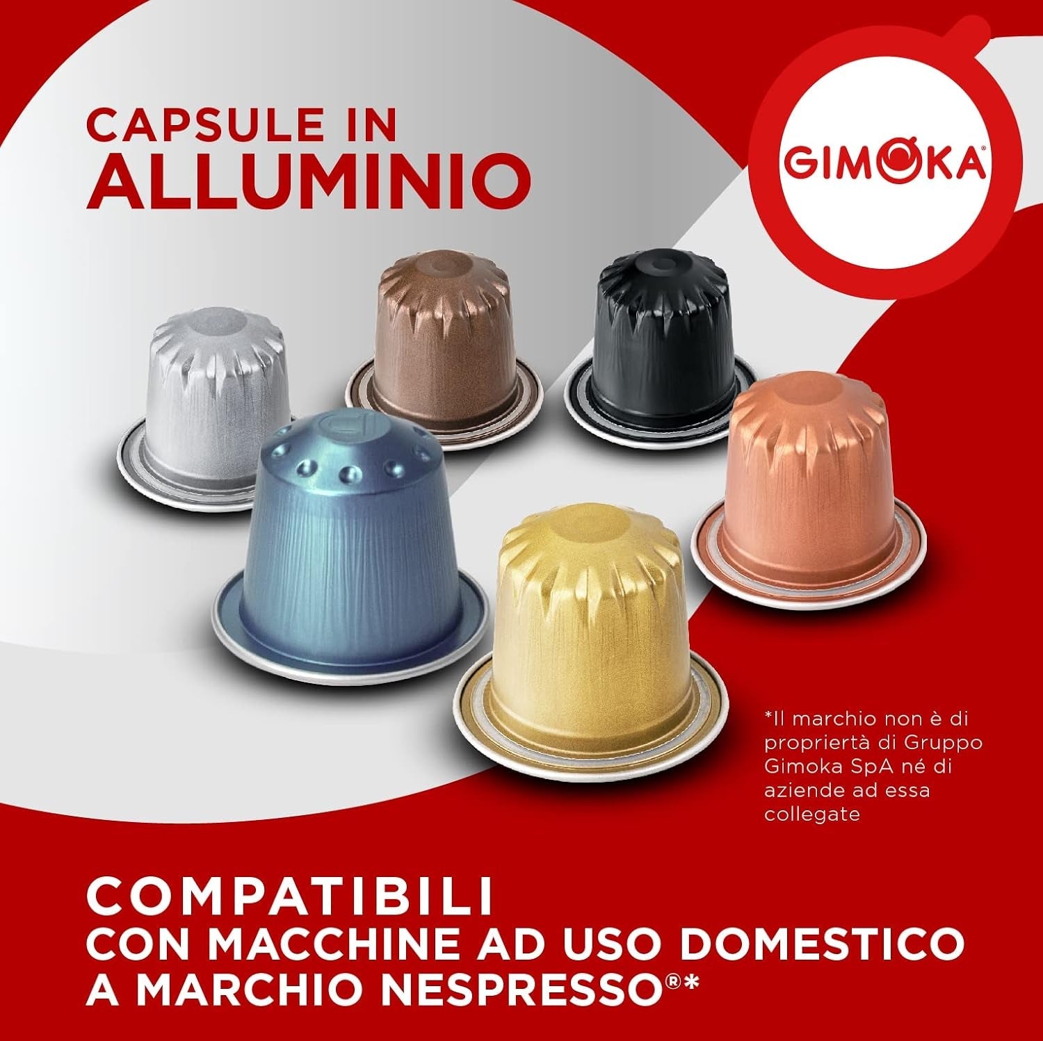 Gimoka Kaffeekapseln Espresso Ristretto, Intensität 11/13-100 Kapsel aus Aluminium – kompatibel mit Nespresso* Haushalts-Espressomaschinen – 100 Stück (10 x 10 Getränke) – hergestellt in Italien