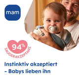 MAM Original Day & Night Matt Schnuller | 6-16 Monate | Akzeptanz 94 % | Baby-Schnuller hilft, unerwünschte Zahnausrichtung zu verhindern | Gemeinsam mit Zahnärzten entwickelt | Silikon SkinSoft | Fuchs/Mond | 4 Stück