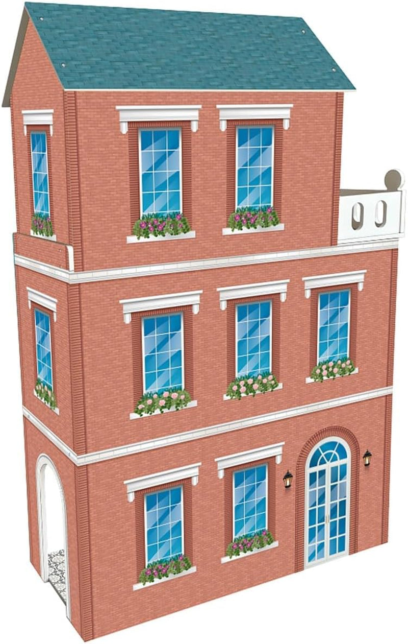 Soho-Madera Design 3-stöckiges Puppenhaus mit 8 Möbelstücken, Maße 120 x 33 x 75 cm (913D00181)