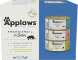 Applaws Natürliches Nassfutter für Katzen, Auswahl an Quallen (Packung mit 12 x 70 g)