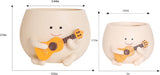 Blumentöpfe mit Smiley-Gesicht, niedlicher Harzkopf, Perlenkette, Blumentopf, einzigartige Gitarre, für drinnen und draußen, saftiger Blumentopf, Geschenkidee für Mama