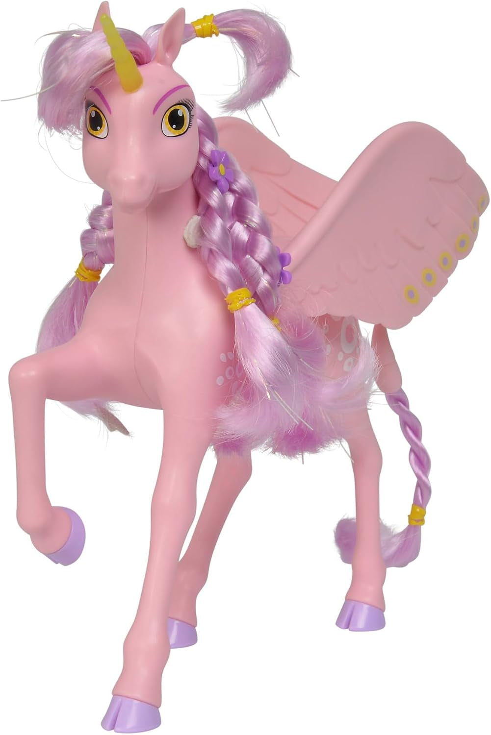 Simba 109480092 - Mia and Me Einhorn Kyara, mit beweglichen Flügeln, Haarspangen und Stylingbürste, 20 cm, ab 3 Jahren, rosa