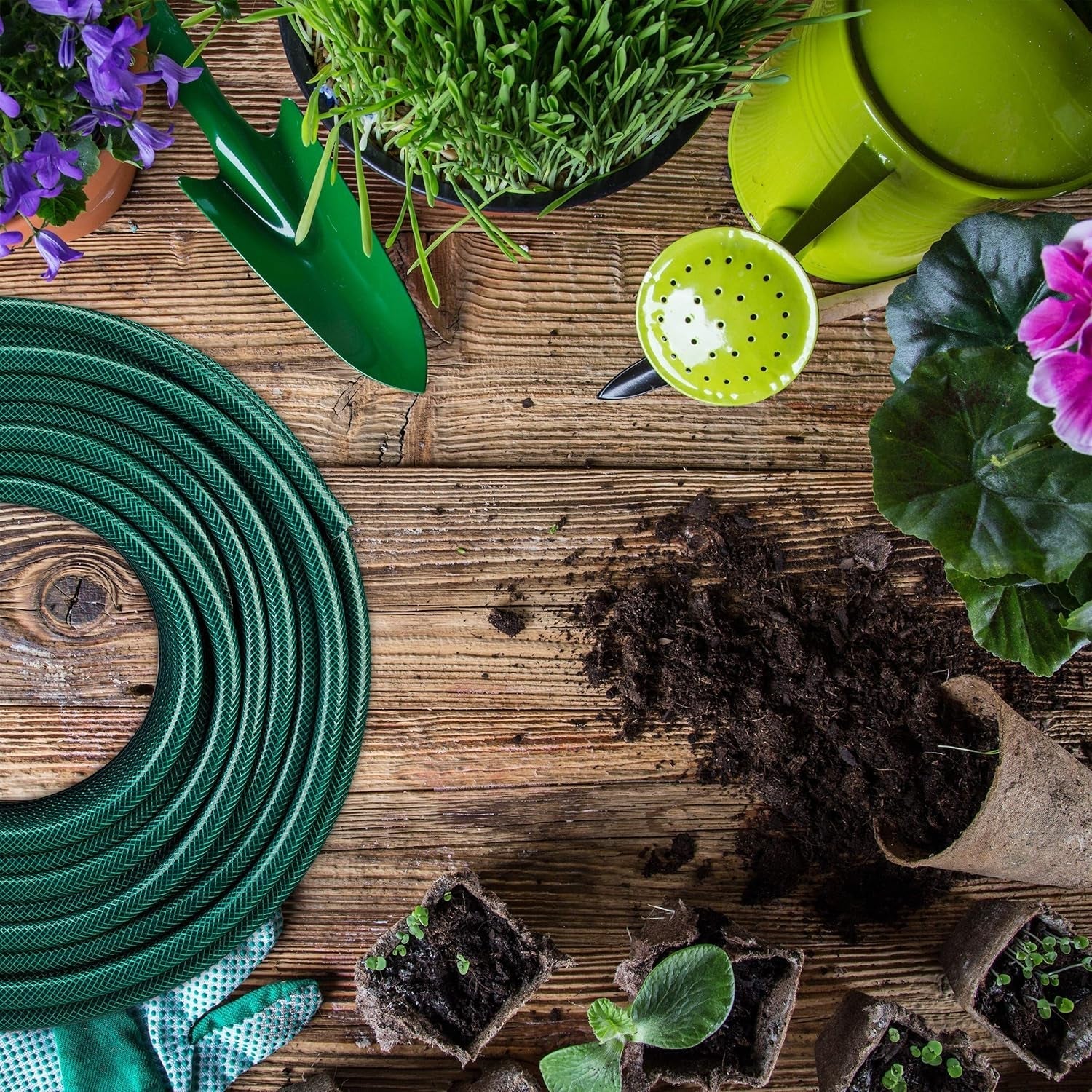 Relaxdays Gartenschlauch 50 m, universeller Wasserschlauch 1/2 Zoll aus PP, zur Bewässerung von Beeten und Rasen, dunkelgrün