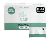 Naïf Baby-Feuchttücher ohne Plastik, 54 Stück (1 Packung x 54 Stück) – für Po, Körper und Gesicht des Babys – natürliche Inhaltsstoffe