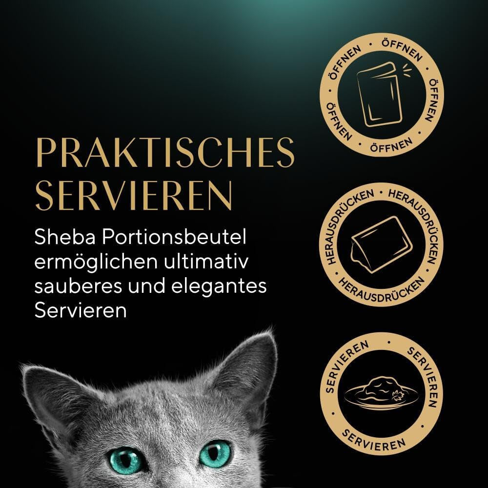 SHEBA Nature's Collection in Gravy – Hochwertiges Nassfutter für Katzen, feine Sorte (MSC) in Portionsbeuteln – 72 x 85 g