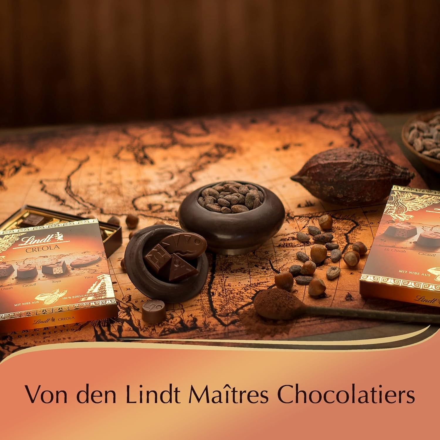 Lindt-Schokolade | Kreolische Pralinenschachtel | 165g | 15 Pralinen in 4 köstlichen Sorten, aus 100 % Edelkakao, alkoholfrei | Schokoladen-Geschenkset