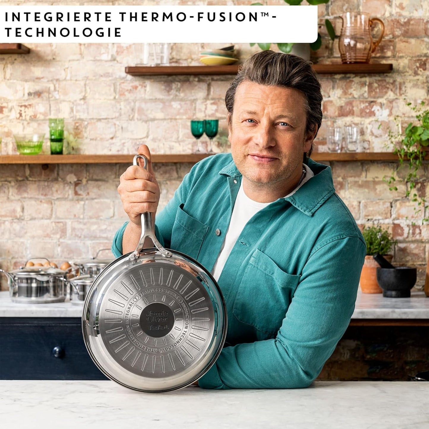 Jamie Oliver von Tefal Cook Smart Bratpfanne 28 cm, unbeschichteter Edelstahl, geeignet für Induktionstöpfe und Pfannen Naty Shop