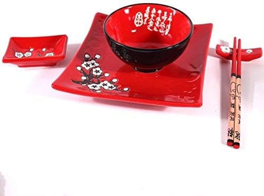 Komplettes japanisches Tafelservice 2381, Porzellan, Rot