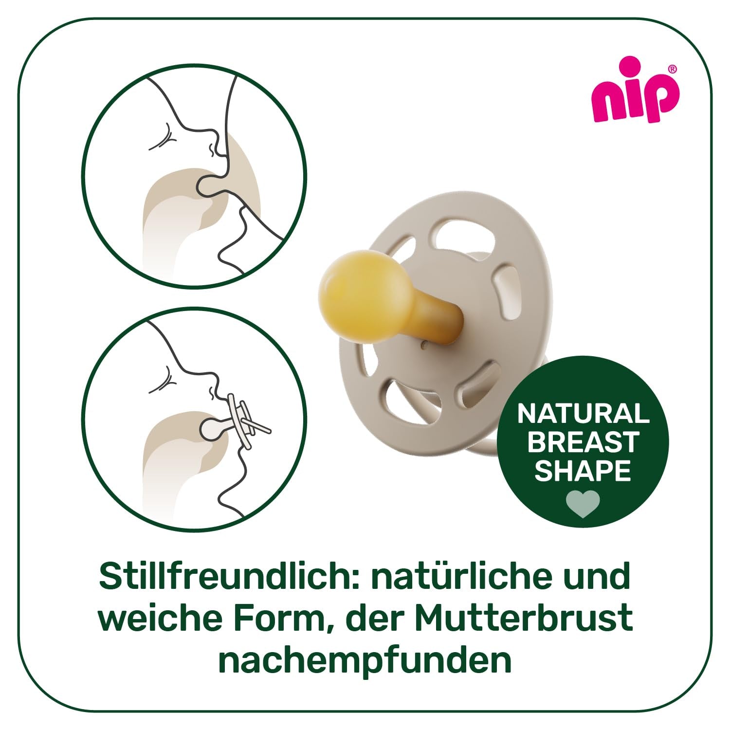nip - Kirschgrün | 0-6 Monate | 4 Stück | Finden Sie heraus, was Sie tun können, und helfen Sie Ihnen dabei. Suzetă sustenabilă, Herstellung Ihres Materials aus erstklassiger Natur, grün/grau