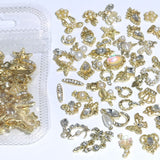 50 Stück Gold Nail Charms,Mix Styles Glitzersteine ​​​​Nägel Perle Legierung Nagel Steine ​​Blume Schmetterling Strasssteine ​​​​Nägel Herz Stern Nagel Charms DIY Nail Art Zubehör Frauen Nägel Deko