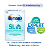 Humana SL Expert, ab der Geburt, Spezialformel bei Kuhmilchunverträglichkeit durch Laktoseintoleranz, Galaktosämie oder Kuhmilcheiweißallergie, für Säuglinge und Kleinkinder, 600g