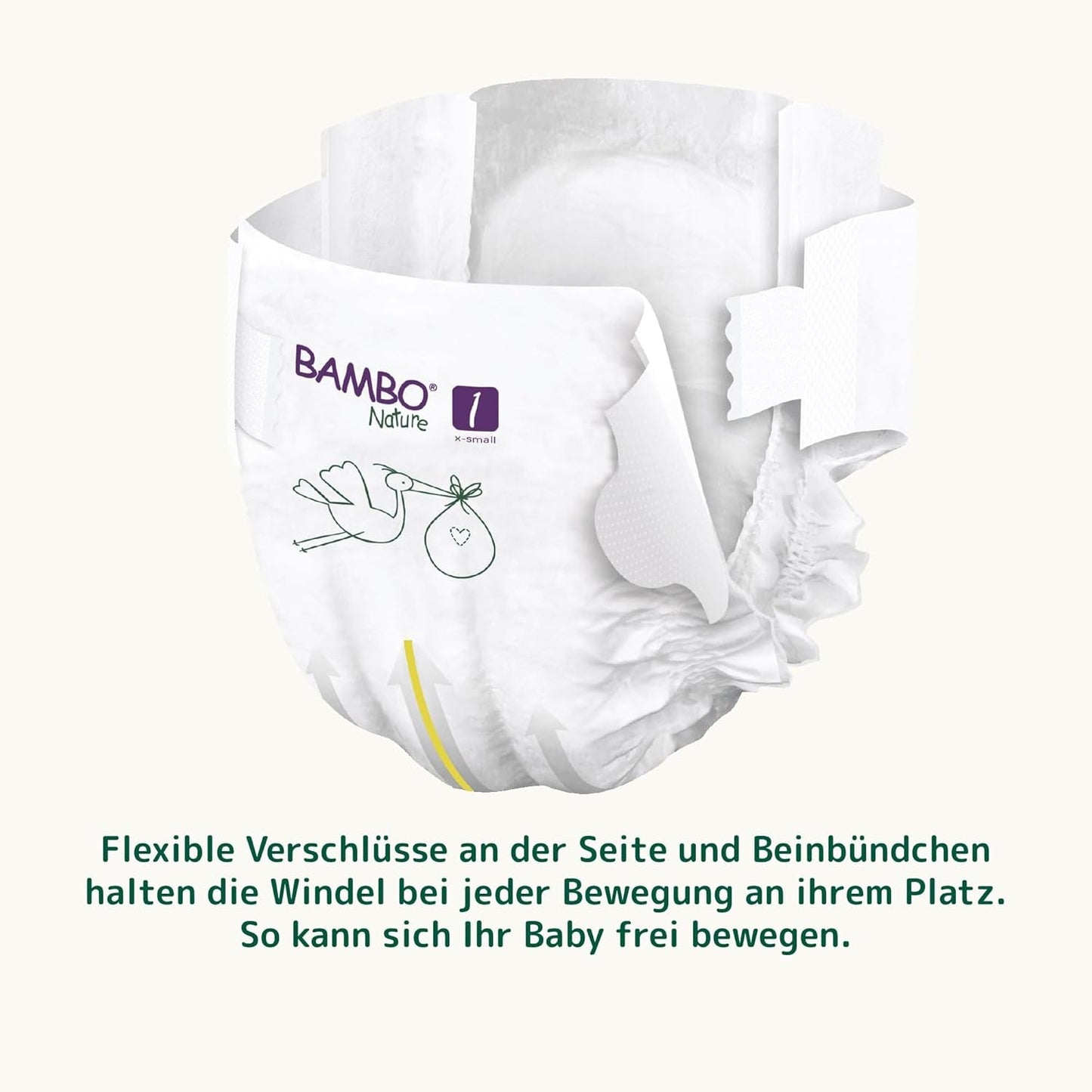 Bambo Nature Babywindeln, Größe 1 (2–4 kg), 132 Stück Monatsbox | Premium-Windeln mit verbessertem Auslaufschutz | Ultimativer Komfort und Freiheit für Neugeborene | Dermatologisch getestete Windeln