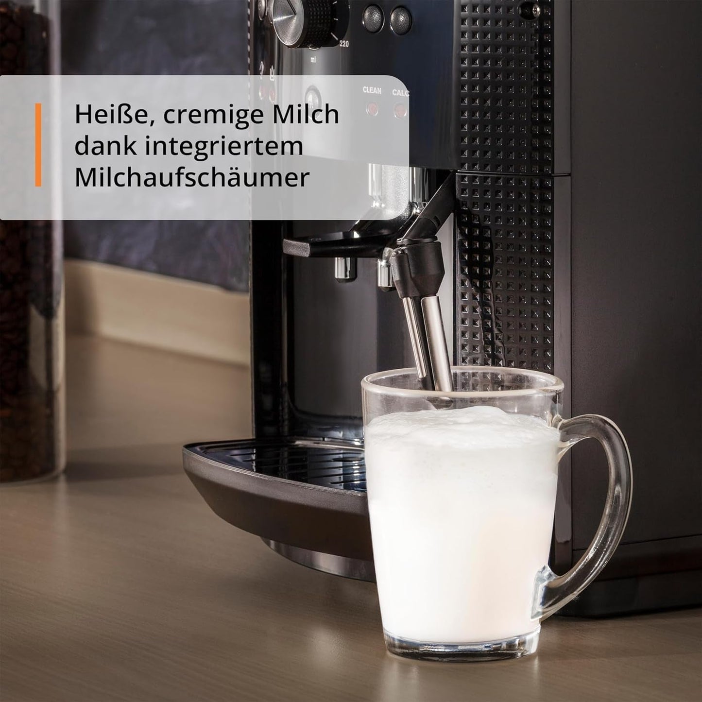 KRUPS Arabica Picto automatische Espressomaschine, kompaktes Design, einfache Bedienung, intuitiv einstellbarer Drehregler, Milchaufschäumer, 2-Tassen-Funktion, Espressomaschine, schwarz, EA810870